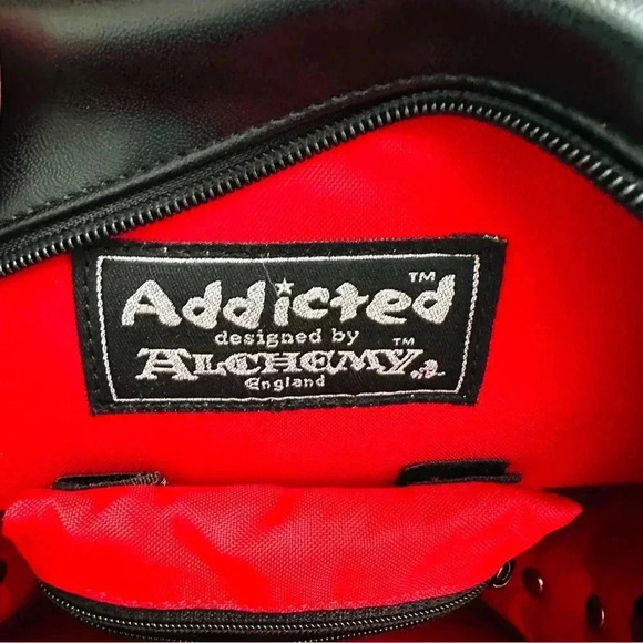 Addicted Designed By Alchemy England Vegan Leather/Velvet Goth Bat Coffin Bag main image 6